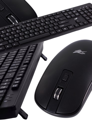 Juhtmevaba klaviatuuri ja hiire komplekt, must, vaikne USB